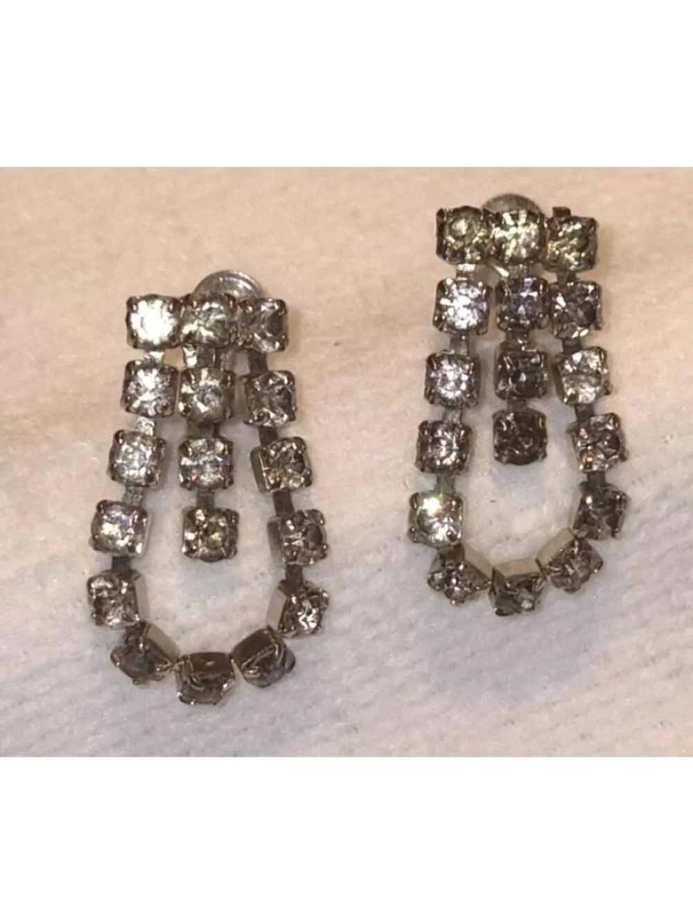 Coro Vintage Rhinestone Clip-On Dangle Earrings